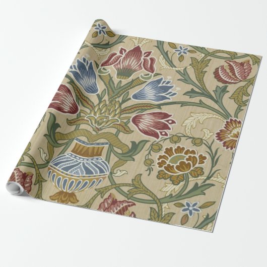 William Morris Brocade Floral Wallpaper Pattern Cadeaupapier (Uitgerold)