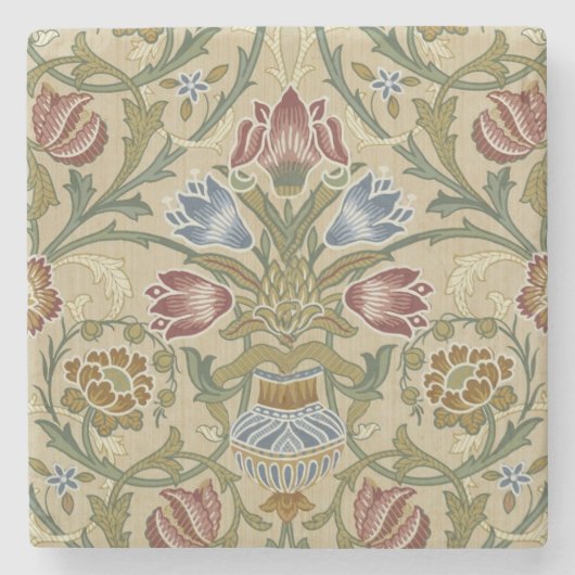 William Morris Brocade Floral Wallpaper Pattern Stenen Onderzetter (Voorkant)