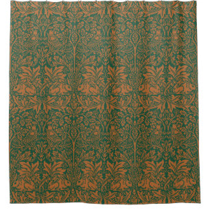 William Morris Brother Rabbit Amber Zwart Patroon Douchegordijn