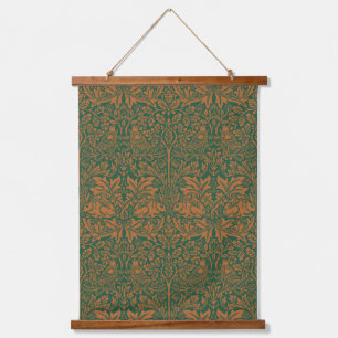William Morris Brother Rabbit Amber Zwart Patroon Hangend Wandkleed