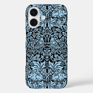 William Morris Brother Rabbit Lichtblauw Zwart iPhone 16 Hoesje