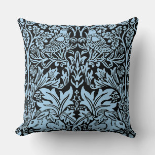 William Morris Brother Rabbit Lichtblauw Zwart Kussen