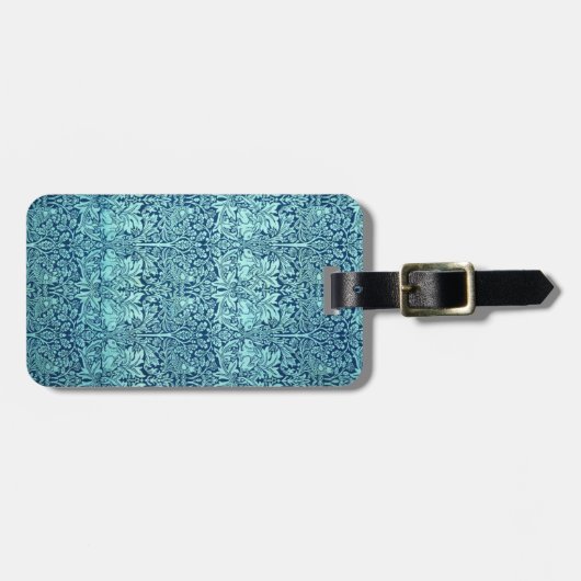 William Morris Brother Rabbit Pattern in Blue Bagagelabel (Voorkant horizontaal)