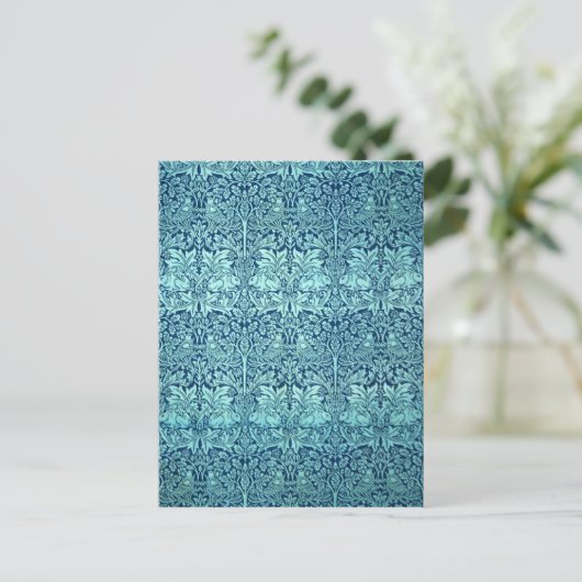 William Morris Brother Rabbit Pattern in Blue Briefkaart (Staand voorkant)