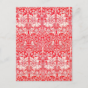 WIlliam Morris Brother Rabbit Pattern in Red Briefkaart
