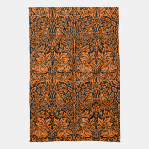 William Morris Brother Rabbit Roest Zwart Patroon Theedoek