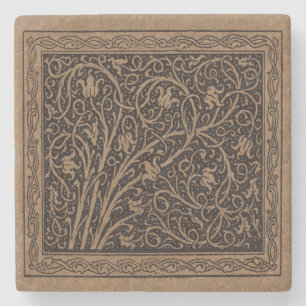 William Morris Campion Gefineerd Leren Damast Stenen Onderzetter