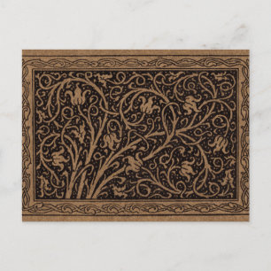 William Morris Campion Gestempeld Leren Damast Briefkaart