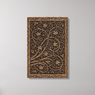 William Morris Campion Gestempeld Leren Damast Canvas Afdruk