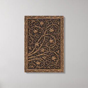 William Morris Campion Gestempeld Leren Damast Canvas Afdruk