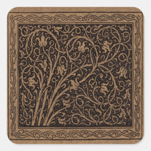 William Morris Campion Gestempeld Leren Damast Vierkante Sticker