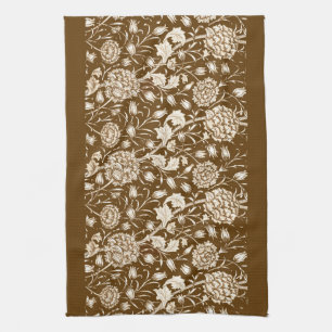William Morris Carnan Print, Chocolate Brown Theedoek