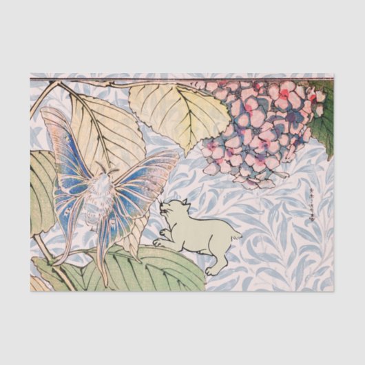 WILLIAM MORRIS CAT-AFKOPEN BUTTERFLY-weefselpapier Tissuepapier (Voorkant)