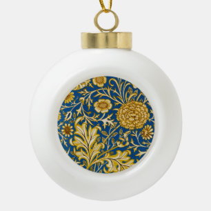 William Morris Cherwell Bloempatroon Blauw Keramische Bal Ornament