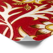 William Morris Cherwell Floral Pattern Red Poster (Hoek)