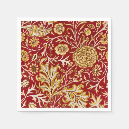 William Morris Cherwell Floral Pattern Red Servet (Voorkant)