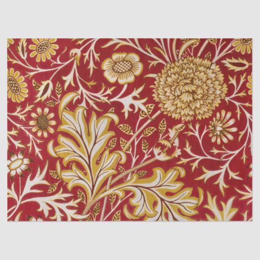 William Morris Cherwell Floral Pattern Red Tissuepapier (Voorkant)