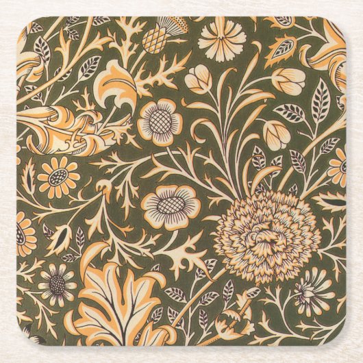 William Morris Cherwell Wallpaper Pattern Vierkante Kartonnen Onderzetter (Voorkant)