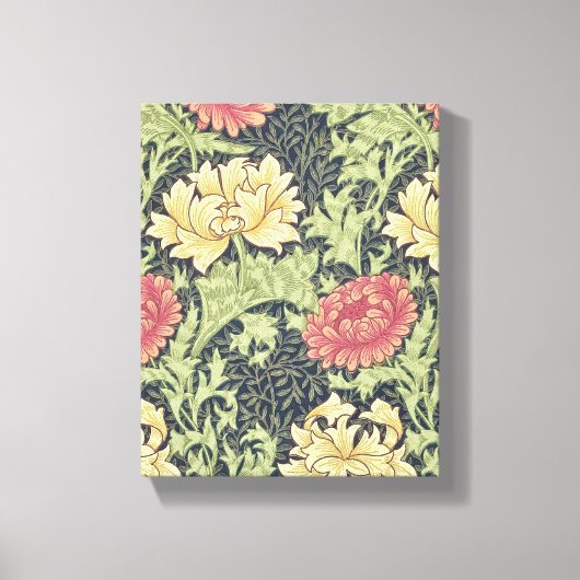 William Morris Chrysanthemum Floral Art Canvas Afdruk (Voorkant)