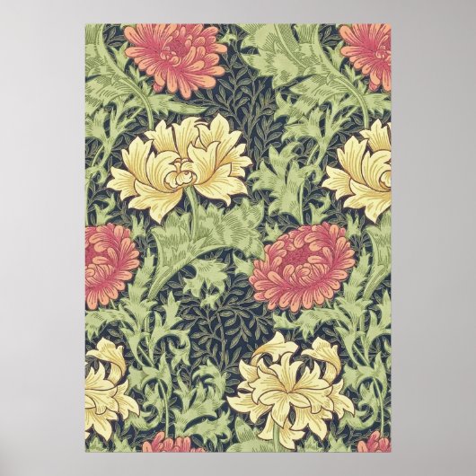 William Morris Chrysanthemum  Floral Art Poster (Voorkant)