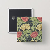 William Morris Chrysanthemum  Floral Art Vierkante Button 5,1 Cm (Voorkant /achterkant)