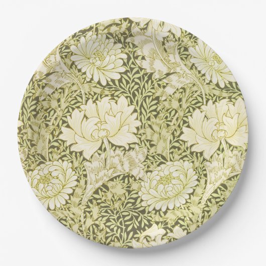 William Morris Chrysanthemum Floral Pattern Papieren Bordje (Voorkant)