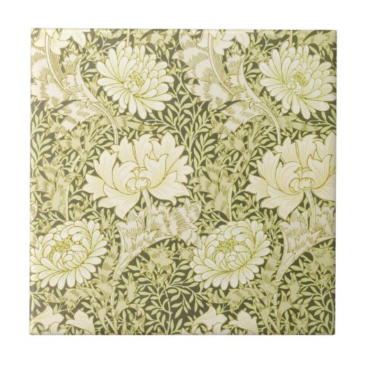 William Morris Chrysanthemum Floral Pattern Tegeltje (Voorkant)