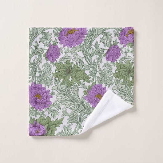 William Morris Chrysanthemum Floral violet vert (Gant de toilette)