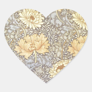 William Morris Chrysanthemum Moeder Bloemen Hart Sticker