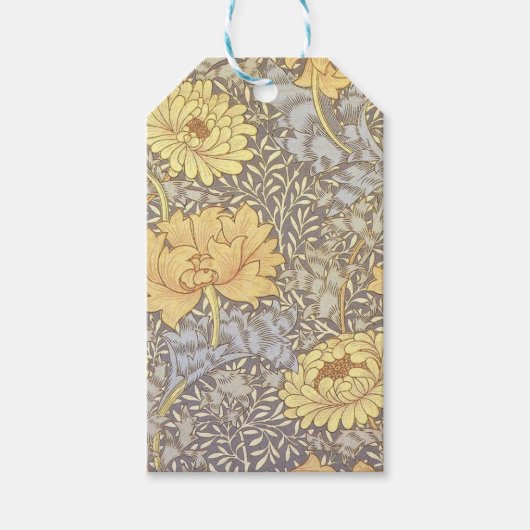 William Morris Chrysanthemum Mum Flowers Cadeaulabel (Voorkant)