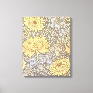 William Morris Chrysanthemum Mum Flowers Canvas Afdruk