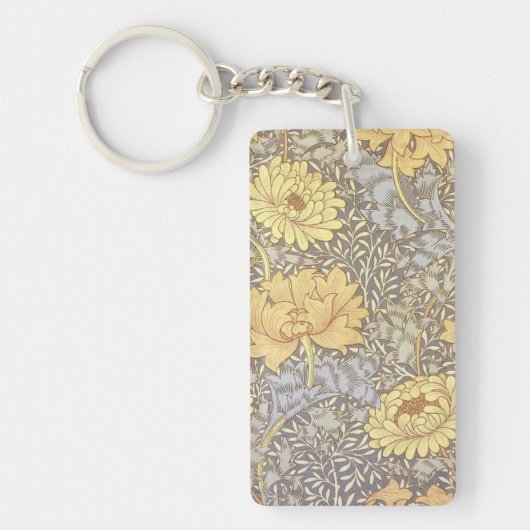William Morris Chrysanthemum Mum Flowers Sleutelhanger (Voorkant)