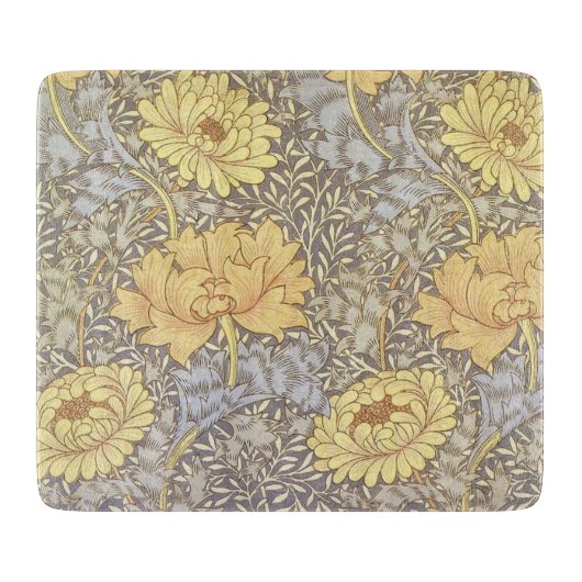William Morris Chrysanthemum Mum Flowers Snijplank (Voorkant)