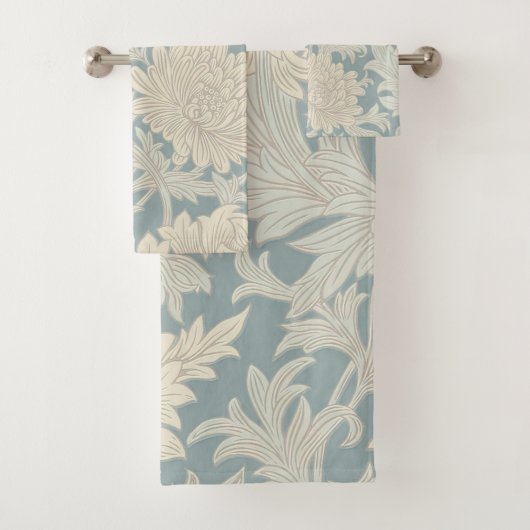 William Morris Chrysanthemum Pattern Bad Handdoek (Insitu)