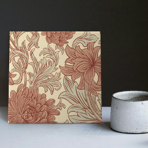 William Morris Chrysanthemum Pattern Ceramic Tile Tegeltje