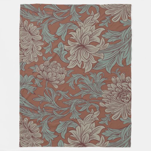 William Morris Chrysanthemum Pattern Fleece Blanke Deken (Voorkant)