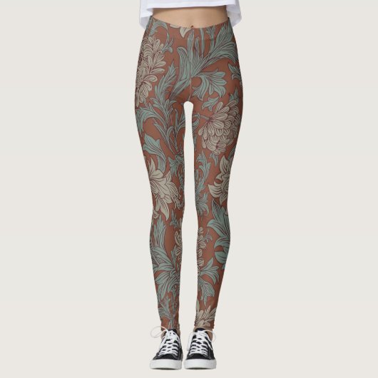 William Morris Chrysanthemum Pattern Leggings (Voorkant)