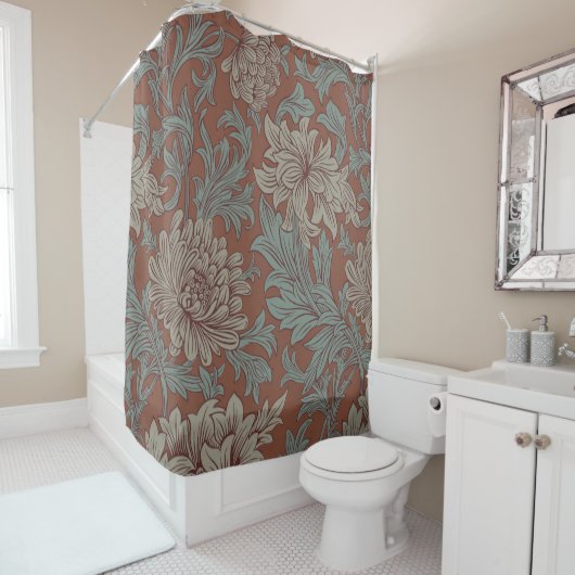 William Morris Chrysanthemum Pattern Shower Curtai Douchegordijn (In situ)