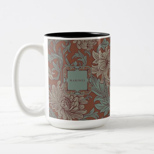 William Morris Chrysanthemum Pattern Two-Tone Coff Tweekleurige Koffiemok (Links)