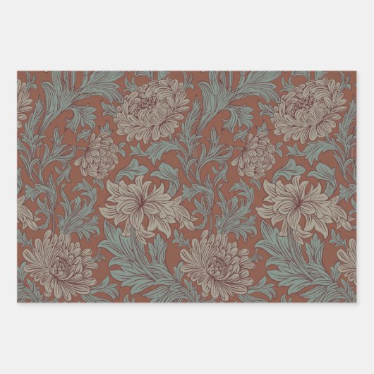 William Morris Chrysanthemum Pattern Wrapping Pape Inpakpapier Vel (Voorkant 3)