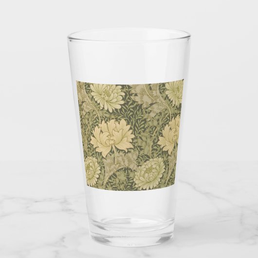 William Morris Chrysanthemum Sage Flower Glas (Voorkant)
