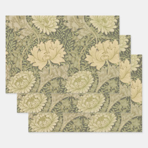 William Morris Chrysanthemum Sage Flower Inpakpapier Vel
