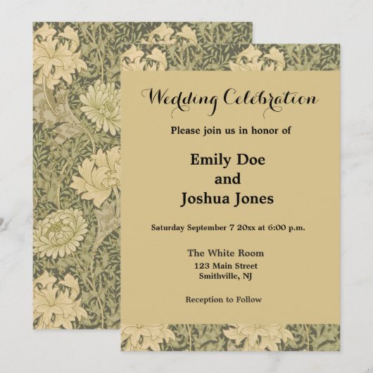 William Morris Chrysanthemum Sage Flower Kaart (Voorkant / Achterkant)