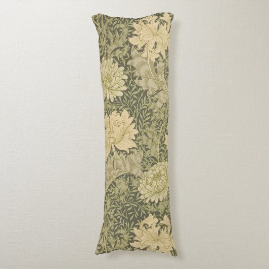 William Morris Chrysanthemum Sage Flower Lichaamskussen (Voorkant Verticaal)