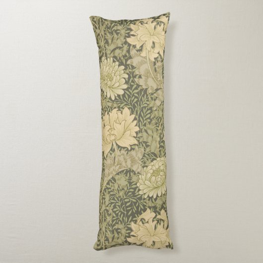 William Morris Chrysanthemum Sage Flower Lichaamskussen (Achterkant (Verticaal))