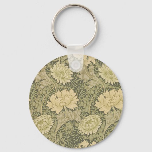 William Morris Chrysanthemum Sage Flower Sleutelhanger (Voorkant)