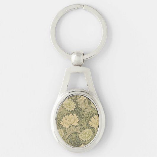 William Morris Chrysanthemum Sage Flower Sleutelhanger (Voorkant)