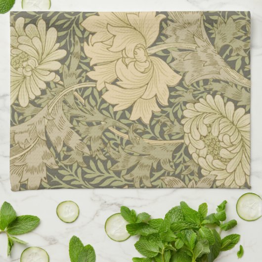 William Morris Chrysanthemum Sage Flower Theedoek (Gevouwen)