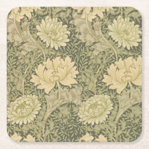 William Morris Chrysanthemum Sage Flower Vierkante Kartonnen Onderzetter