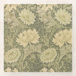 William Morris Chrysanthemum Salie Bloem Glazen Onderzetter